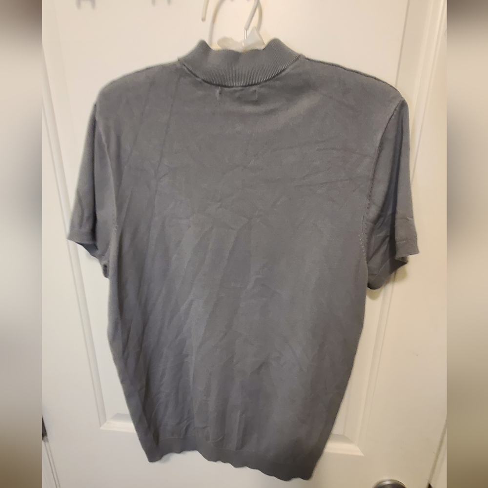 ZARA arrival Grey Short Sleeve Mock Neck Knit Top Size L - Picture 6 of 12